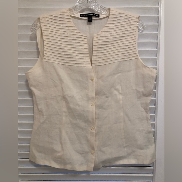Ellen Tracy 100% Linen Vest L - Picture 6 of 9
